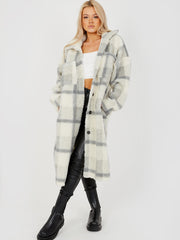 Checked Longline Teddy Bear Borg Coat