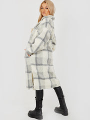 Checked Longline Teddy Bear Borg Coat