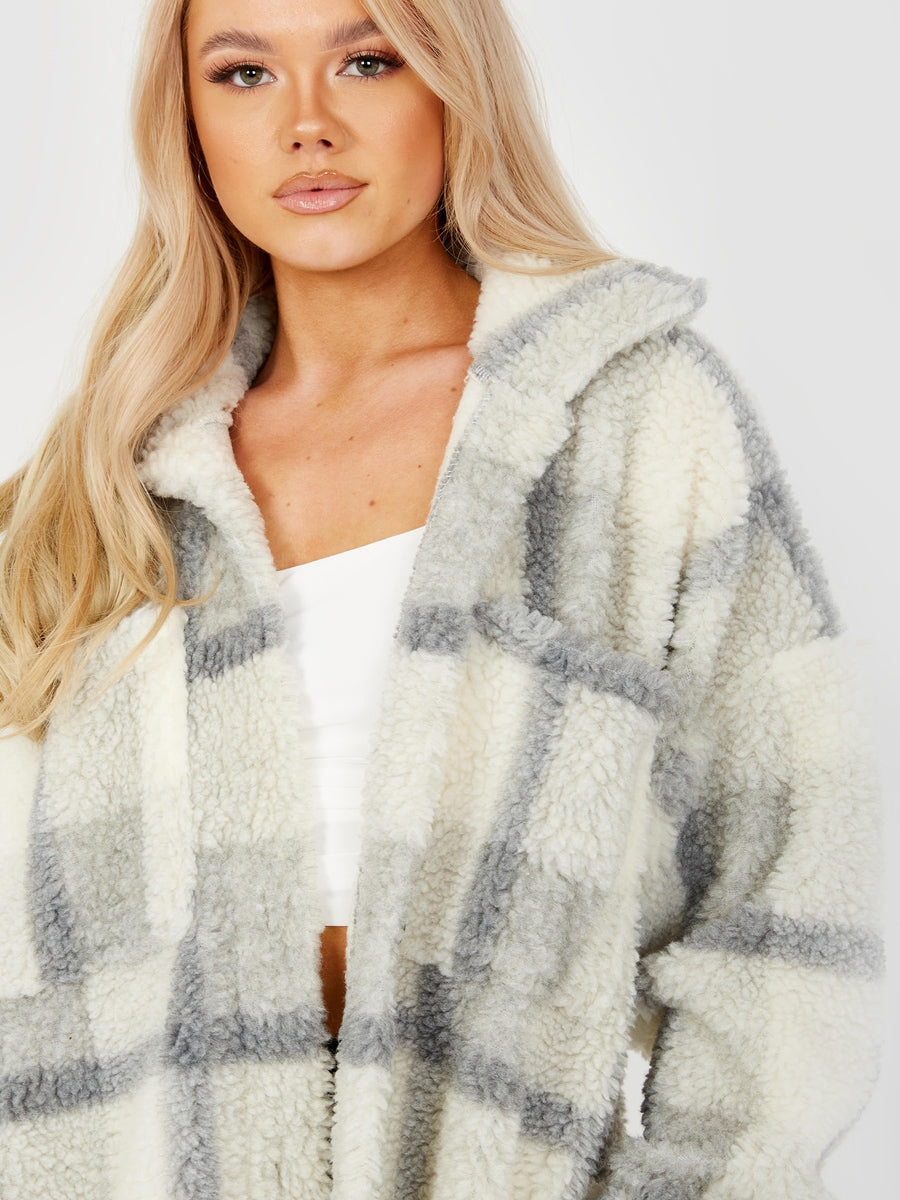 Wholesale Checked Longline Teddy Bear Borg Coat – Stylewise Direct