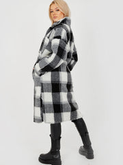 Checked Longline Teddy Bear Borg Coat