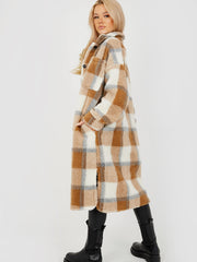 Checked Longline Teddy Bear Borg Coat