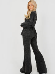 Melange Knit Peplum Top & Trouser Co-ord