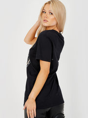 Glitzer Elegante Grafik gedrucktes T-Shirt