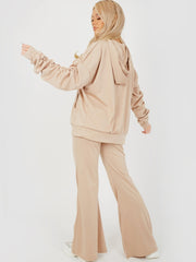 Ruched Sleeve Hoodie & Flared Trouser Co-ord