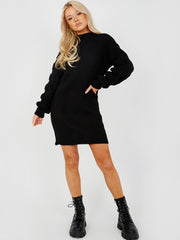 Bubbelmouw gebreide jurk