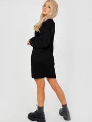 Bubbelmouw gebreide jurk