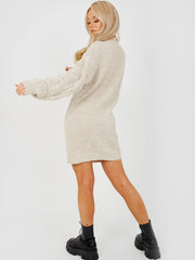 Bubbelmouw gebreide jurk