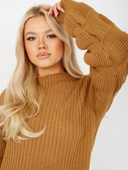 Bubbelmouw gebreide jurk