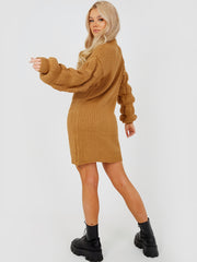 Bubbelmouw gebreide jurk