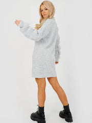 Bubbelmouw gebreide jurk
