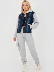 Jeansjacke mit Fleece Hood & Sleeves