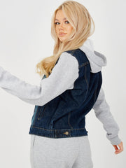 Jeansjacke mit Fleece Hood & Sleeves