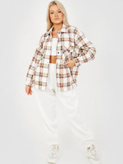 Classic Thick Colour Block Checked Shirt Jacket Shacket