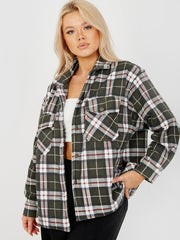 Classic Thick Colour Block Checked Shirt Jacket Shacket