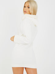 Faux Fur Trim Hoodie Jumper Dress