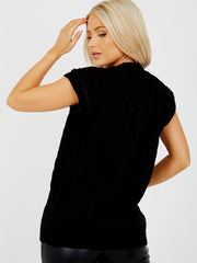 Cable Knit V-Neck Sleeveless Jumper