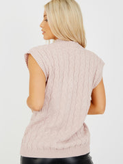 Cable Knit V-Neck Sleeveless Jumper