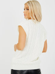 Cable Knit V-Neck Sleeveless Jumper