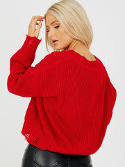 Distressed Chunky Knit Button Front Cardigan