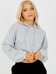 Sudadera con capucha de vellón corta cruda