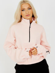 Trichterhals Reißverschluss Fleece Sweatshirt