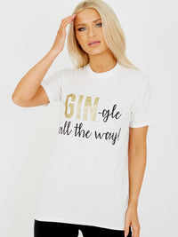 GIN-gle Slogan Printed T Shirt - Red