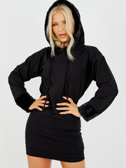 Faux Fur Trim Hoodie Jumper Dress