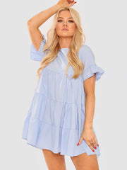 Frill Detail Tiered Smock Dress