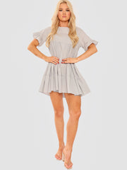 Frill Detail Tiered Smock Dress