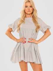Frill Detail Tiered Smock Dress