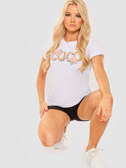 Camiseta de apliques de coco floral