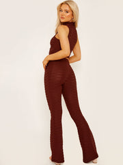 Pleated Jersey Crop Top & Flared Trouser Co-ord