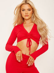 Rundted Crop Top & Legging Rippes Co-ordte