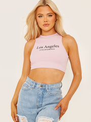Los Angeles geribbelde vest -crop top
