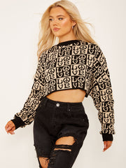 Oversized LOVE Cropped Knitted Jumper