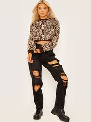 Oversized LOVE Cropped Knitted Jumper
