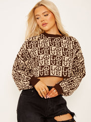 Oversized LOVE Cropped Knitted Jumper