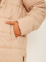 Long Sleeves Longline Padded Hooded Coat
