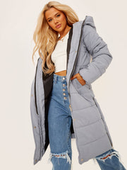 Long Sleeves Longline Padded Hooded Coat