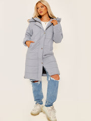 Long Sleeves Longline Padded Hooded Coat