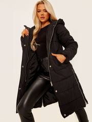 Long Sleeves Longline Padded Hooded Coat