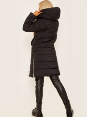 Long Sleeves Longline Padded Hooded Coat