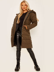 Long Sleeves Longline Padded Hooded Coat