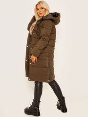 Long Sleeves Longline Padded Hooded Coat