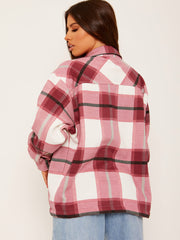 Classic Thick Colour Block Checked Shirt Jacket Shacket