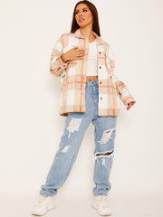 Classic Thick Colour Block Checked Shirt Jacket Shacket