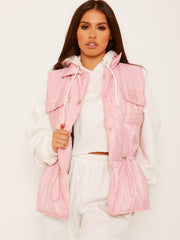 Silver Button Padded Gilet Waistcoat