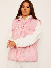 Silver Button Padded Gilet Waistcoat