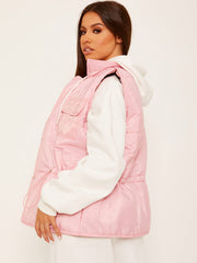 Silver Button Padded Gilet Waistcoat