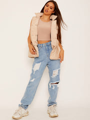 Silver Button Padded Gilet Waistcoat